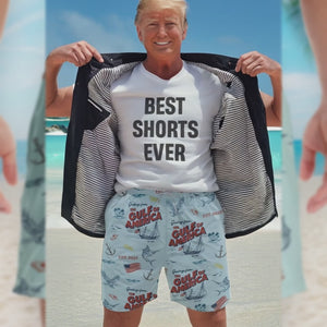 Greetings From The Gulf Of America - US Patriotic Pride Tropical Hawaiian Aloha Men Beach Shorts