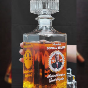 45 47 Republican State Glass Whiskey Decanter, Whiskey Bottle - US Patriotic Pride Gifts For Conservative Supporters, Wine, Bourbon, Whiskey Lovers - Made In America, Built To Lead