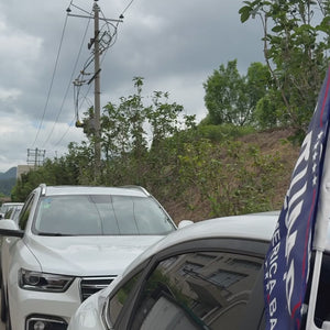 He Will Revive American Values - US Election Car Window Flag - Gift For Conservative Supporters